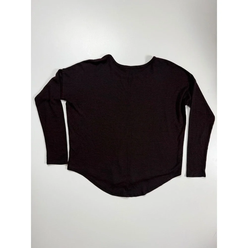 Rag & Bone JEAN Womens Medium‎ Burgundy Black Space Dye Long Sleeve High Low Top